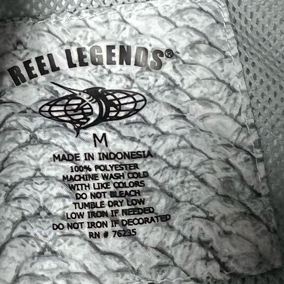 Reel Legends Shirt Mens Saltwater Gray White Button Up Long Sleeve Fishing Sz M - Picture 8 of 13